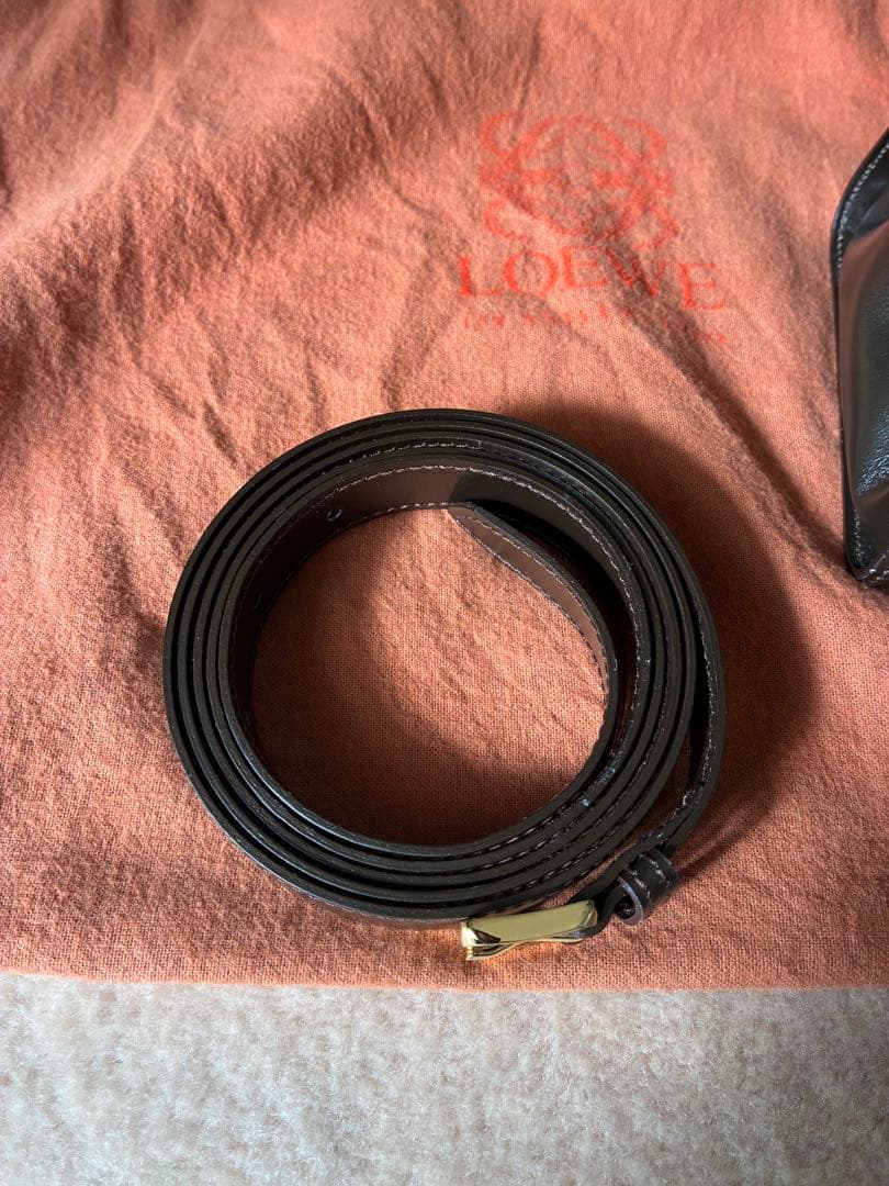 ロエベ　ダークブラウン レザー ハンドバッグ