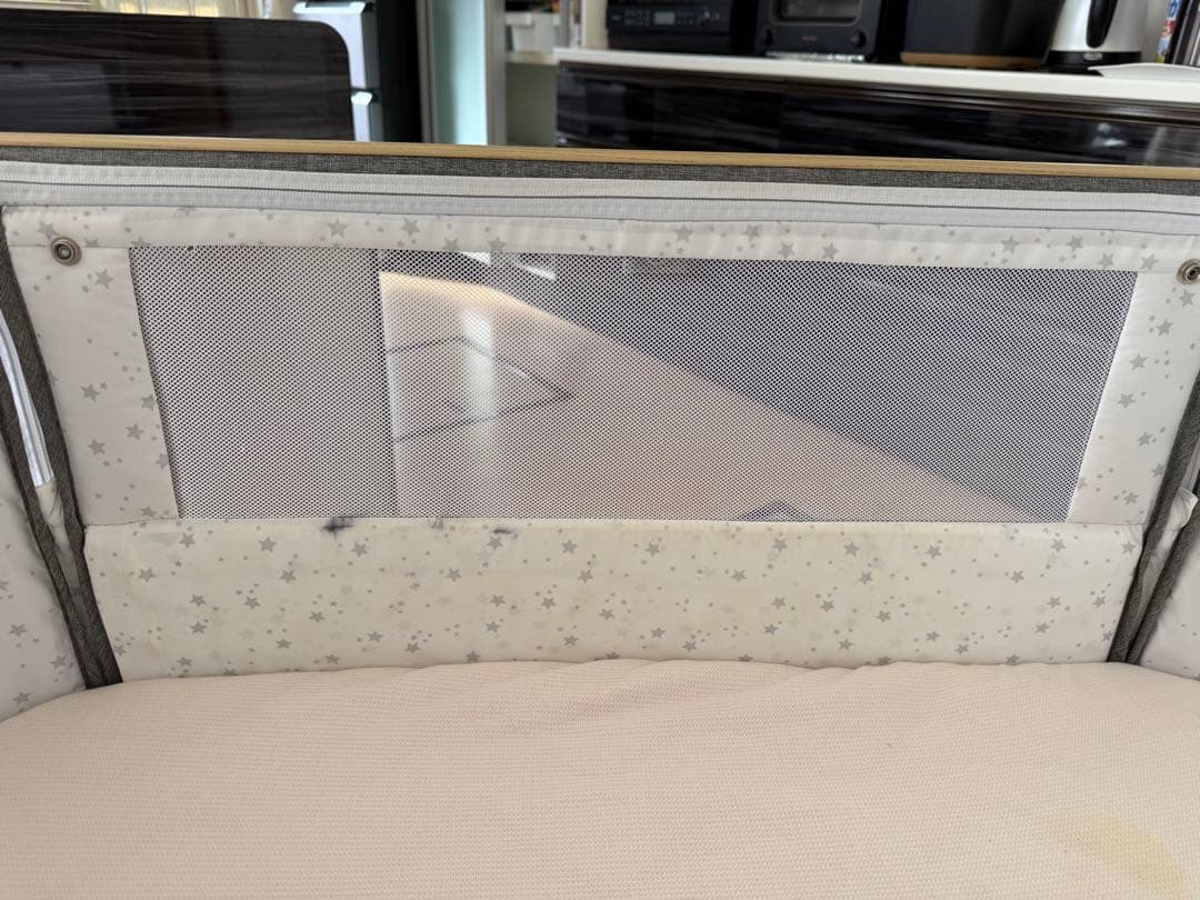 グレー ベビーベッド キャスター付き