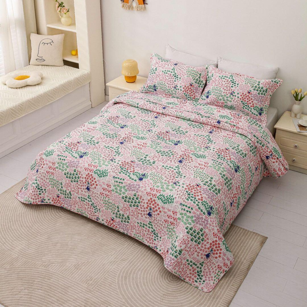 キルトベッドカバー3点セット綿マルチカバー キルティング 858