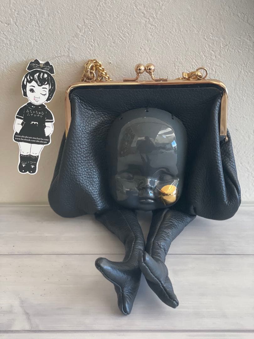 あちゃちゅむ✖️capi 陶器顔レザーバッグ　がま口　新品未使用　あちゃちゅむ