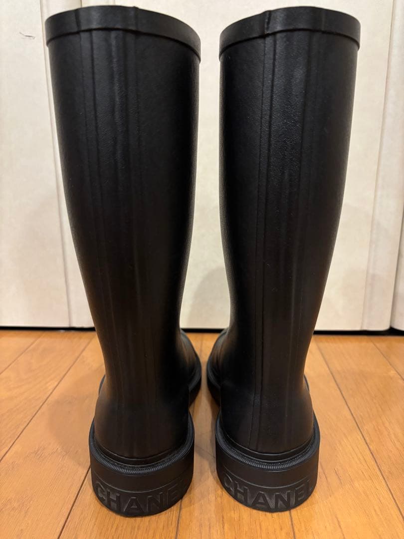 CHANEL シャネル　ラバーロング レインブーツ ハイブーツ36 試着のみ
