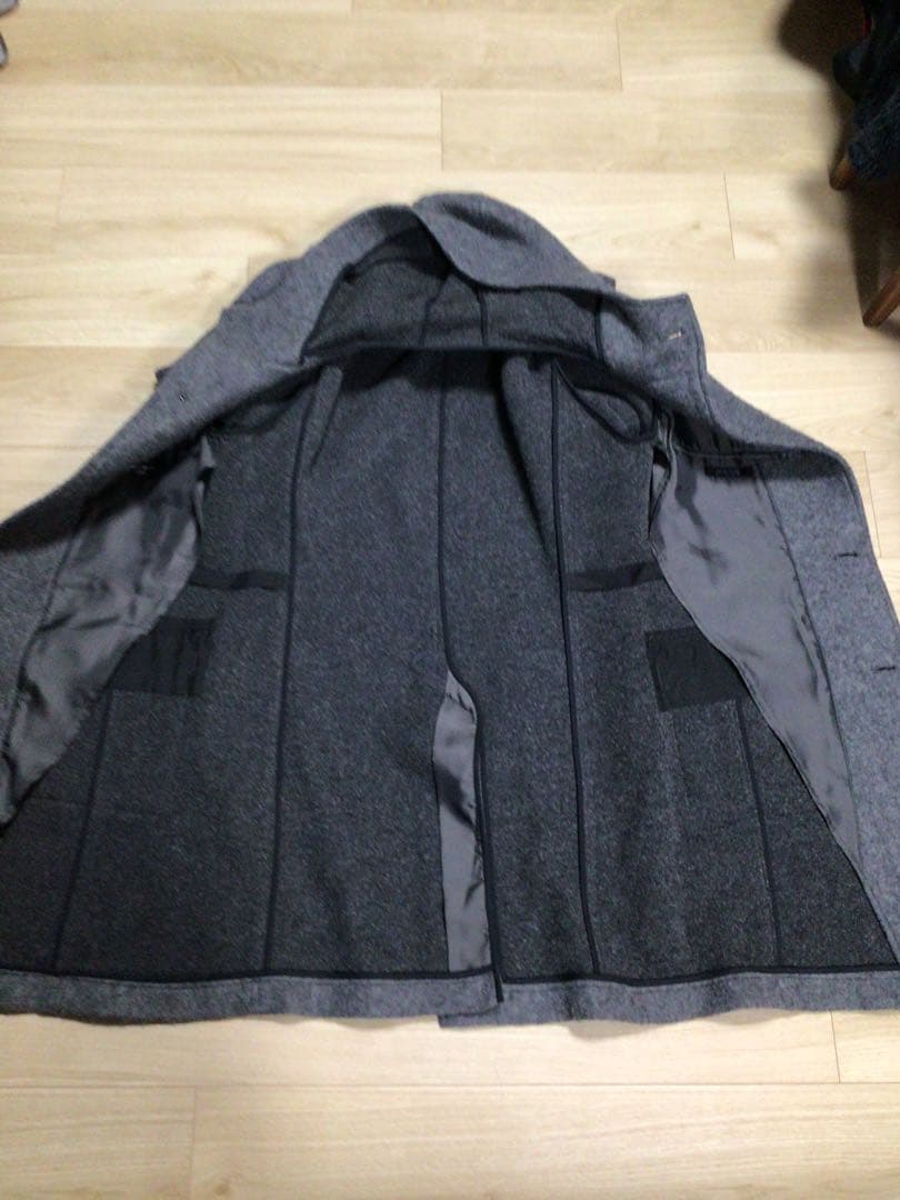 Premium Quality フード付きダッフルコート グレー