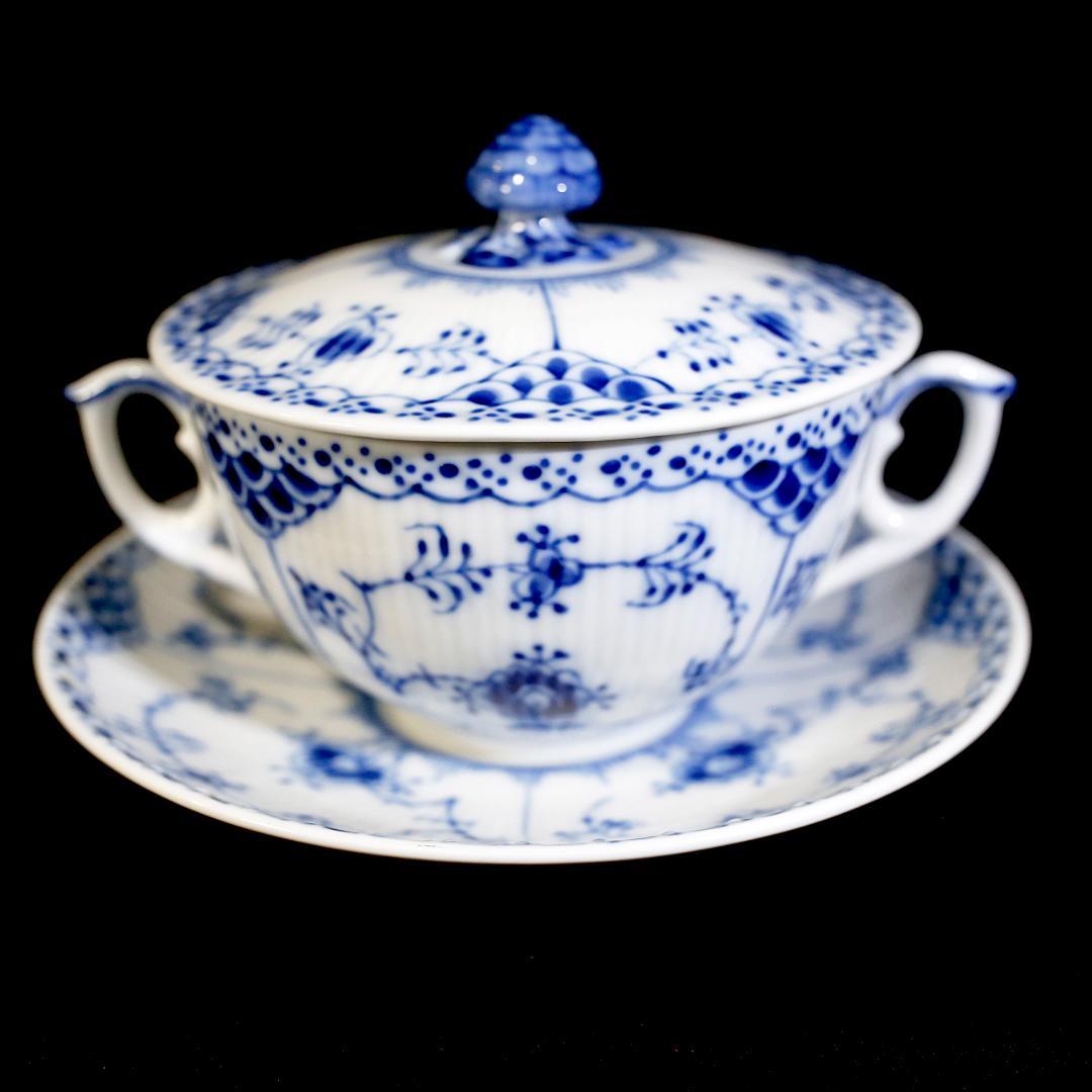 【美品 ２客】ロイヤルコペンハーゲン ハーフレース ダブルハンドル スープカップ