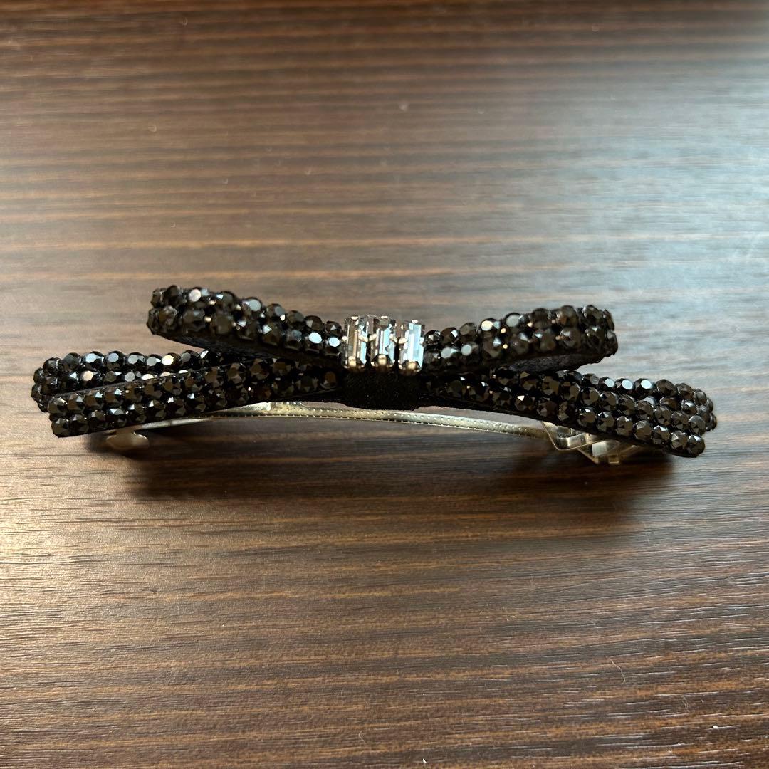 コンプレックスビズ☆ クリスタルメッシュバゲット スリムバレッタ(ブラック)