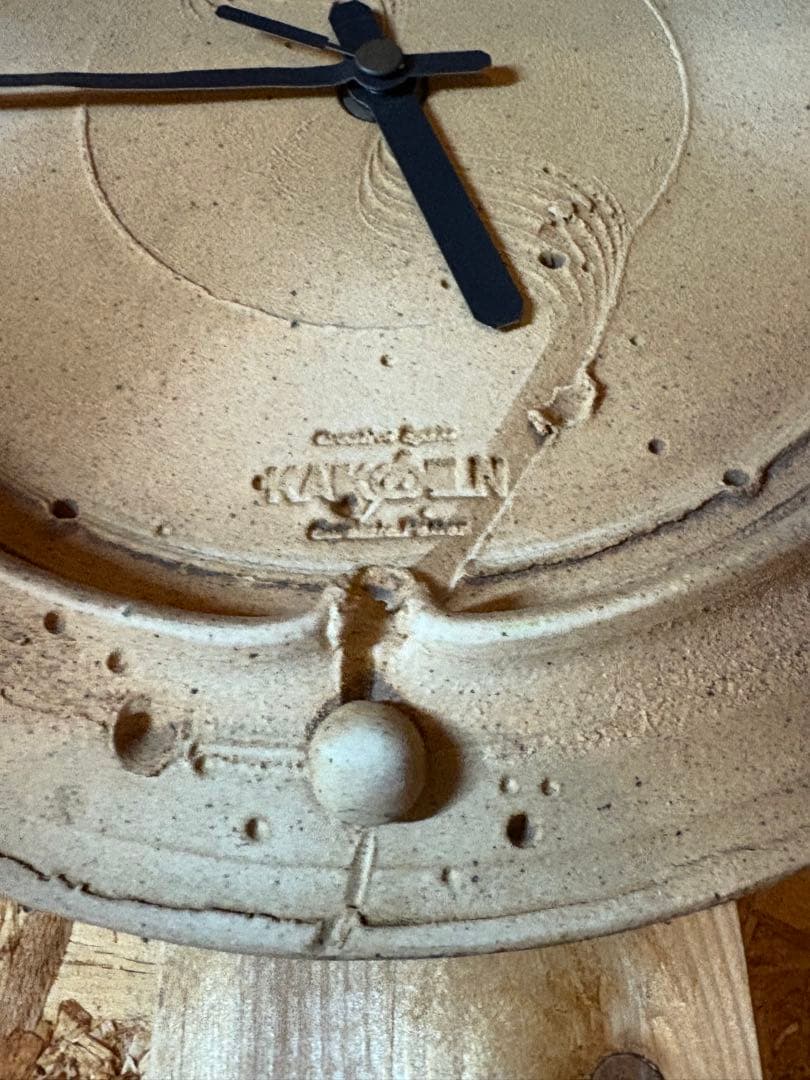 ジャンク　皆空窯　北海道美瑛　陶器製時計