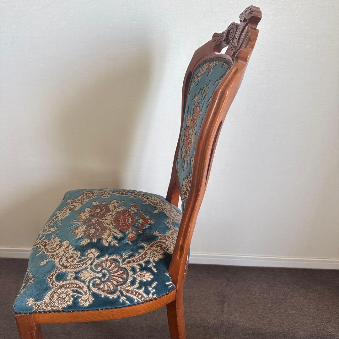 【最終値下げ】金華山織 猫脚クラシックチェア ブルー チェア アンティークチェア