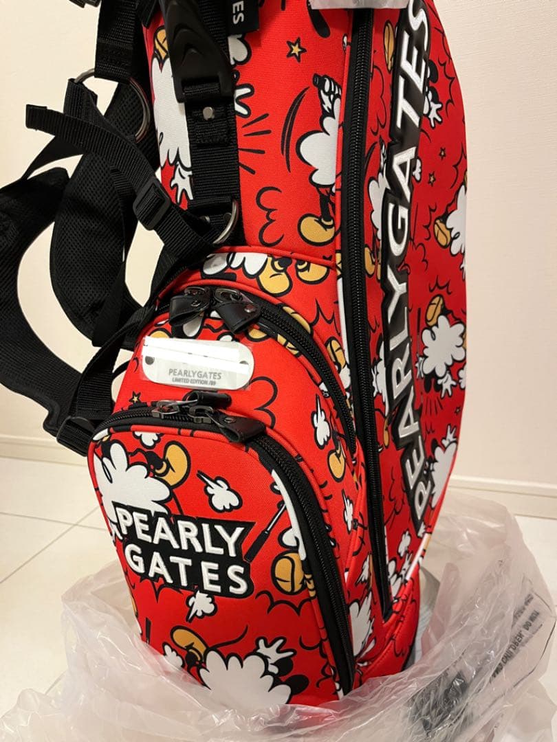 新品未使用PEARLY GATESキャディバッグ限定ミッキー赤パーリーゲイツ