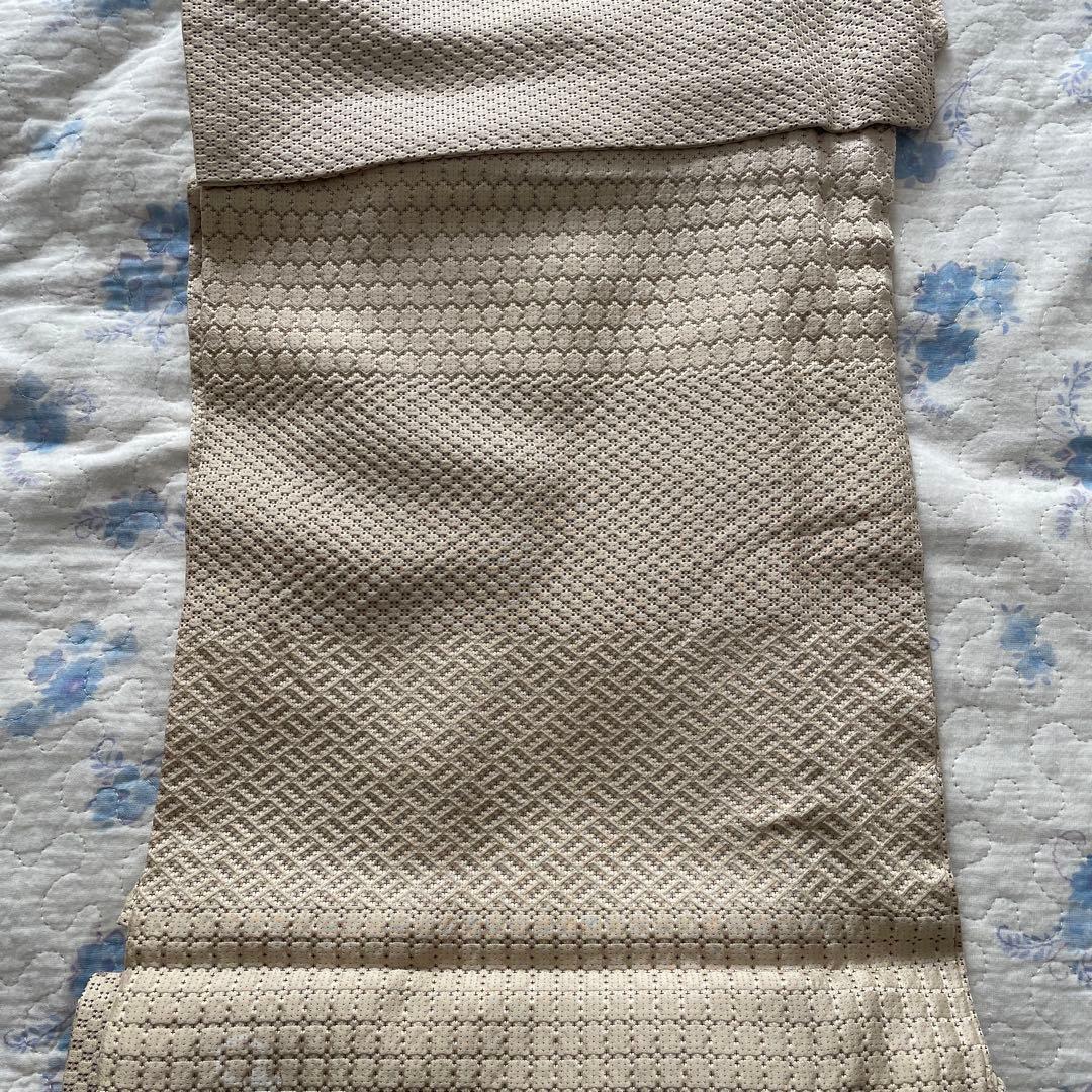 単衣小紋着物　ベージュ系　地織色々