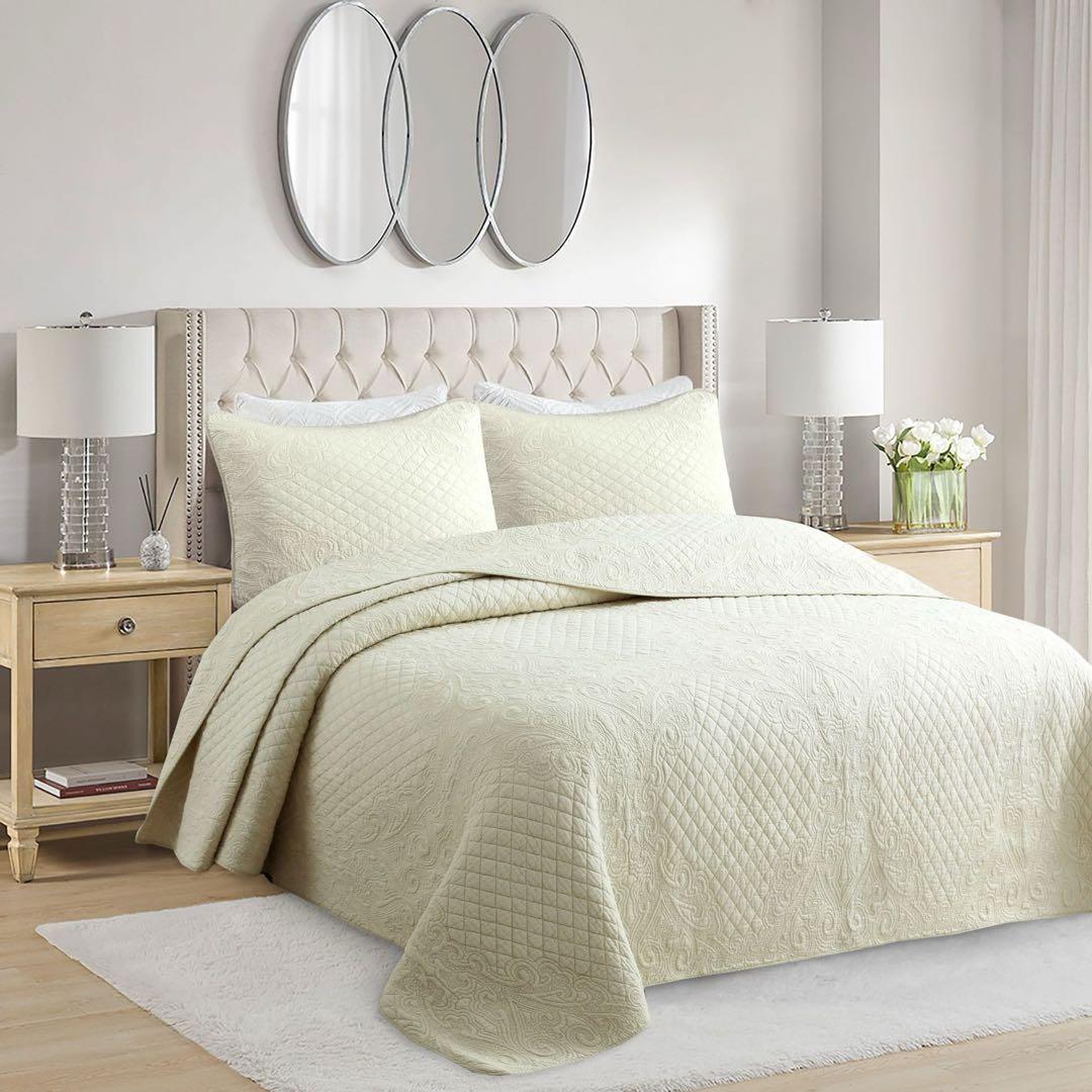 キルトベッドカバー3点セット綿マルチカバー キルティング MY02