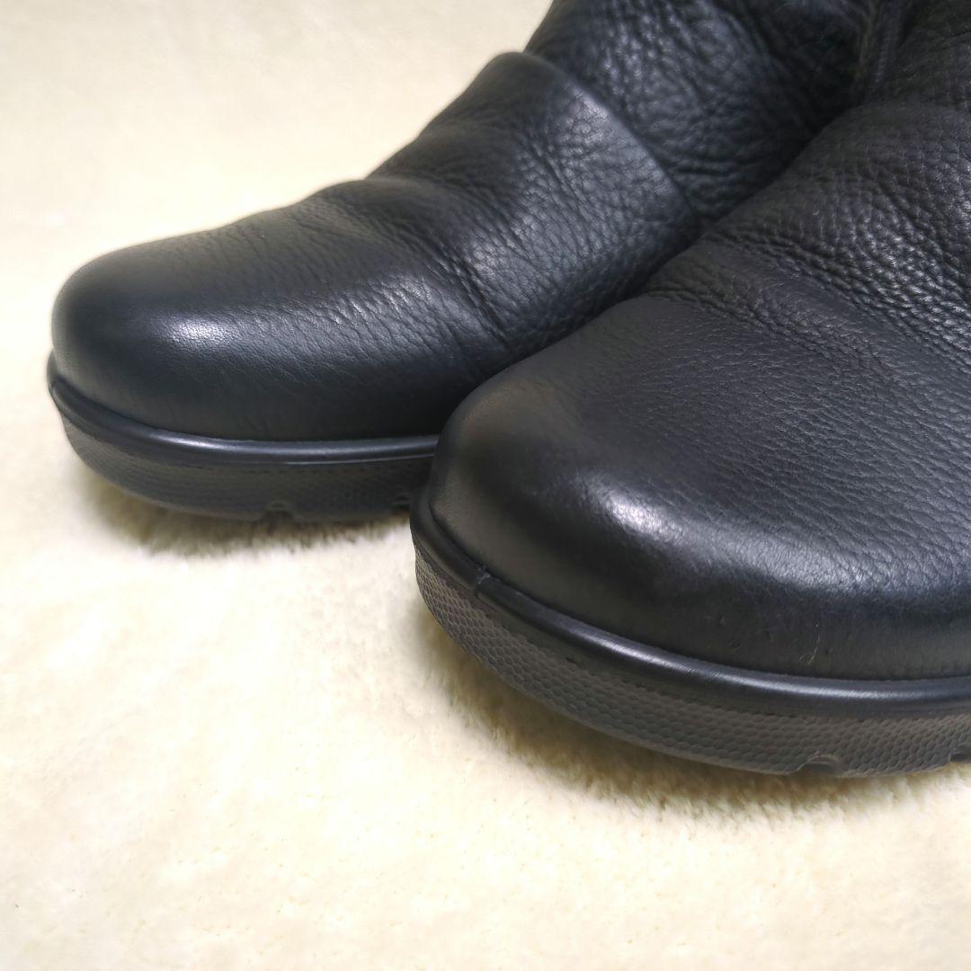 エコー【美品】BABETT BOOT　撥水　レザー　サイドジップ　フラットブーツ