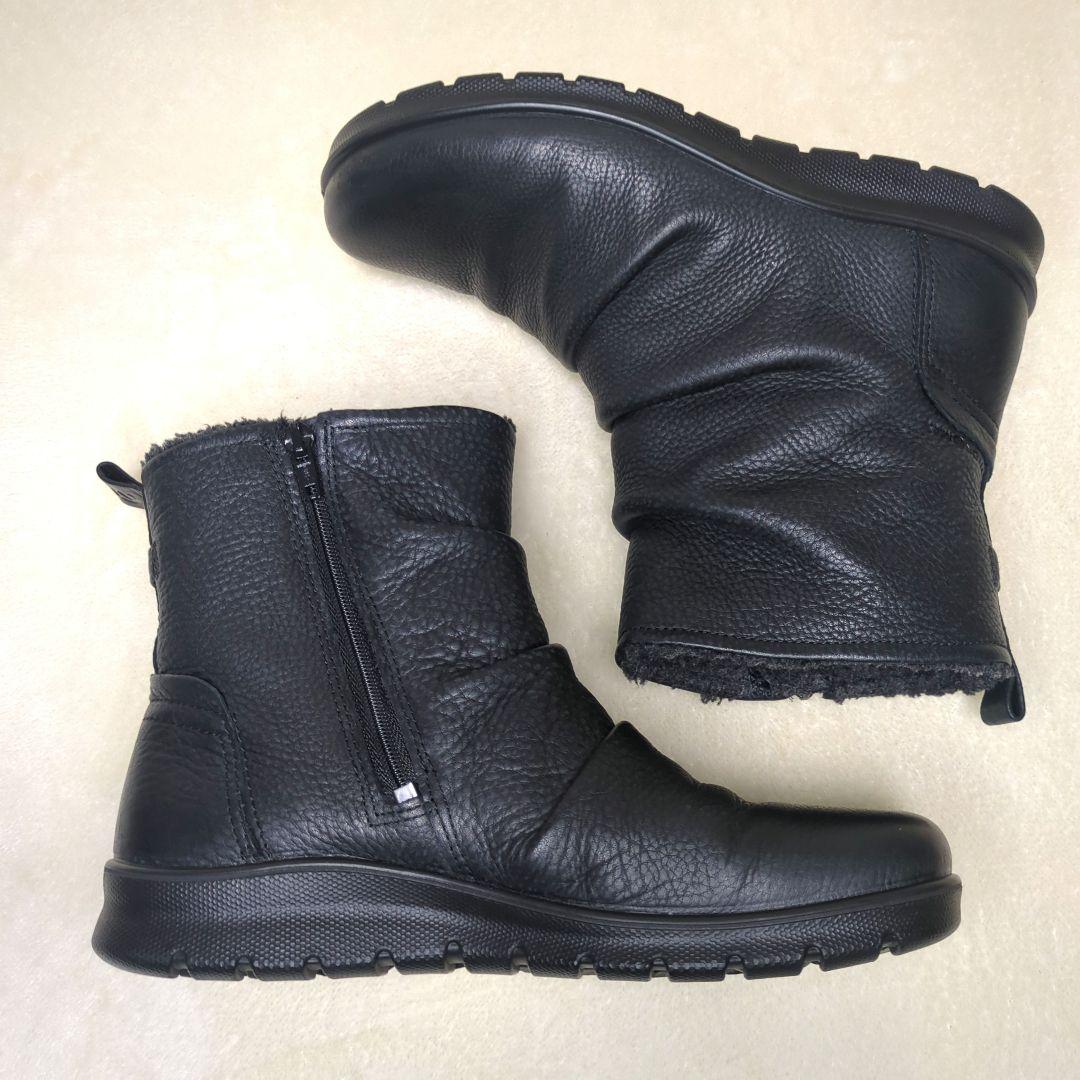 エコー【美品】BABETT BOOT　撥水　レザー　サイドジップ　フラットブーツ