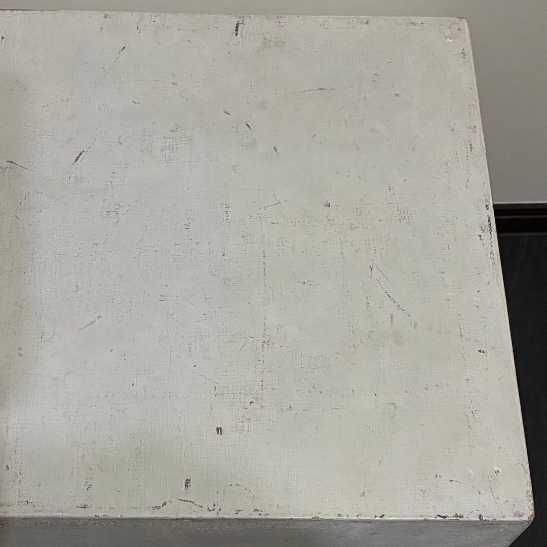 白ペイント キューブ型木箱　展示台 スツール 椅子 オブジェ 古道具