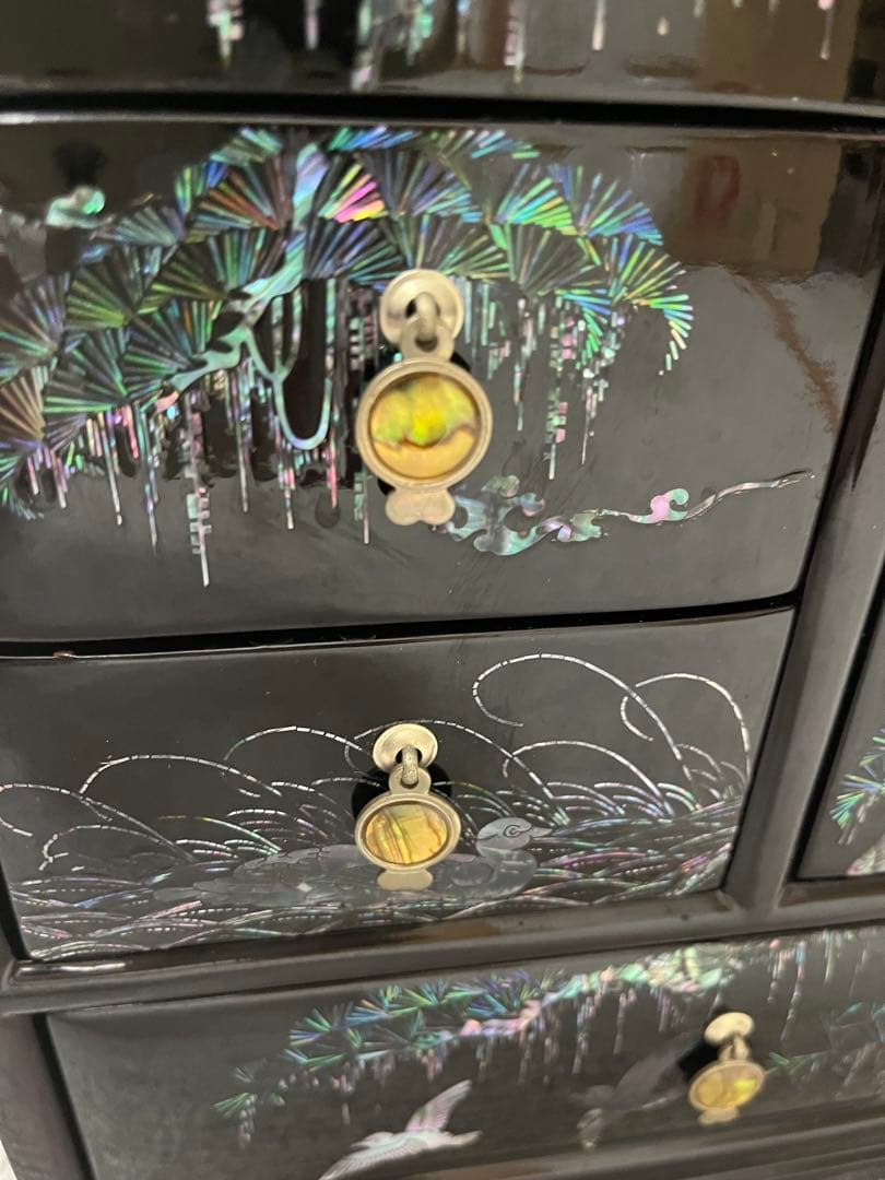 【韓国　螺鈿細工】伝統民芸品　ジュエリーボックス　青貝象嵌細工　アンティーク