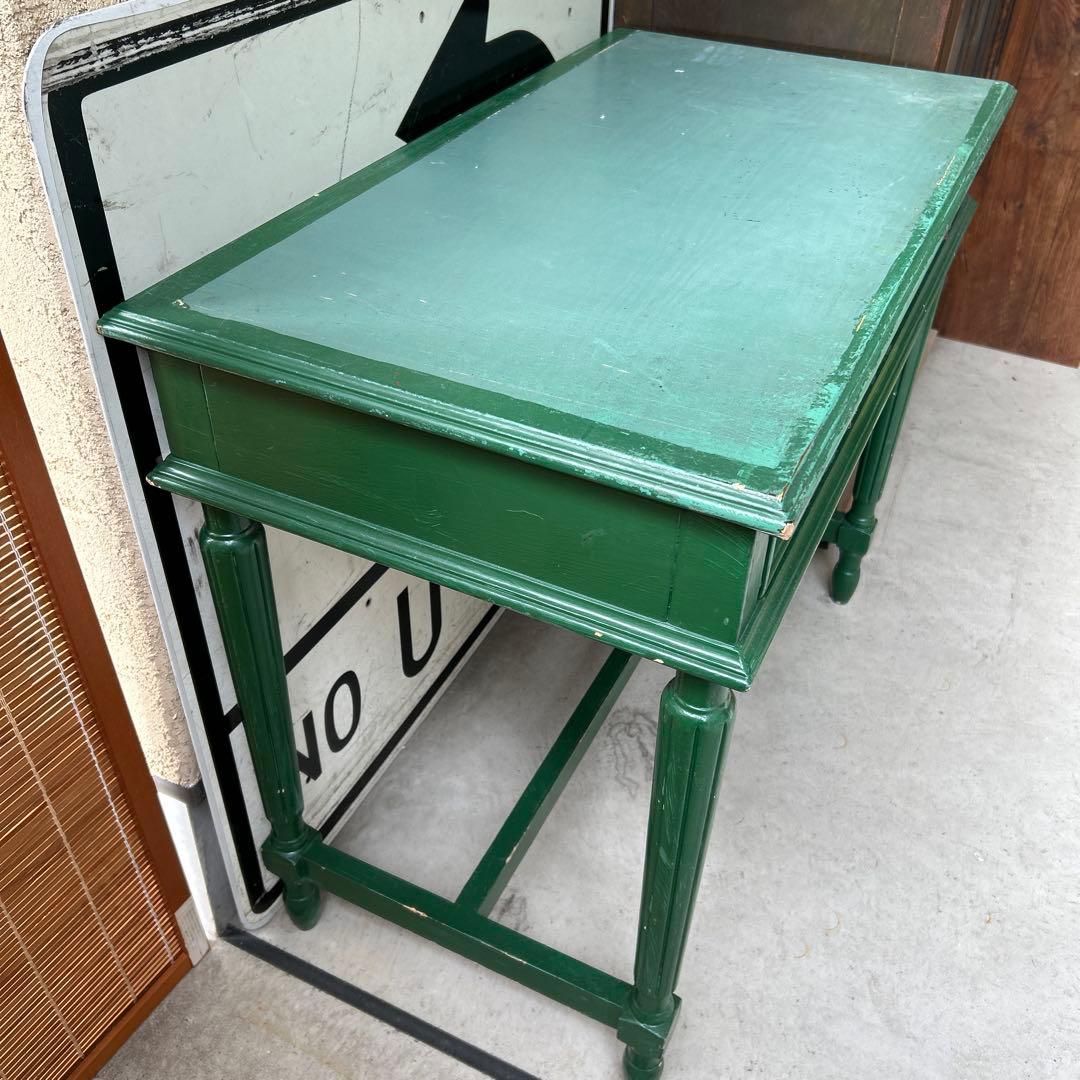 ヴィンテージ アメリカンデスク 机 レトロ 蚤の市 アンティーク 店舗什器 緑