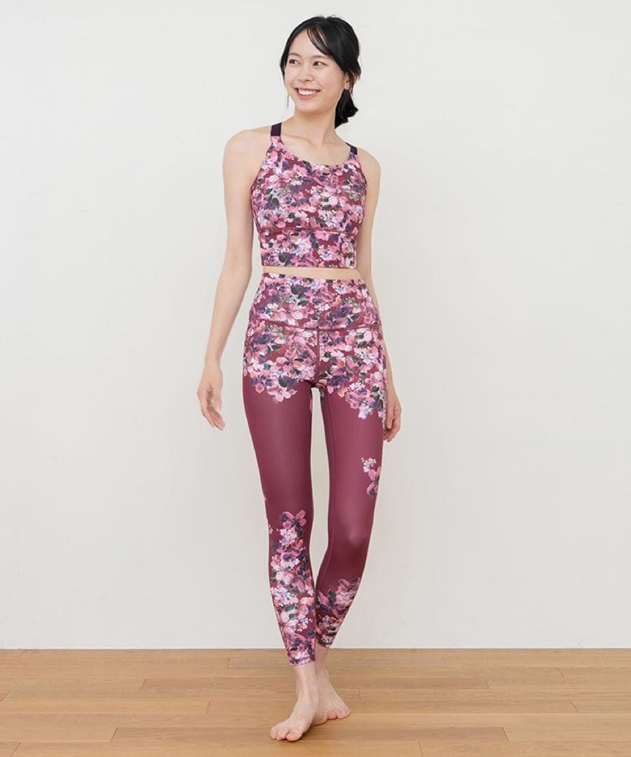 【新品未開封】SUKALAフルオブフラワーパネルレギンスSサイズ ローズコッパー