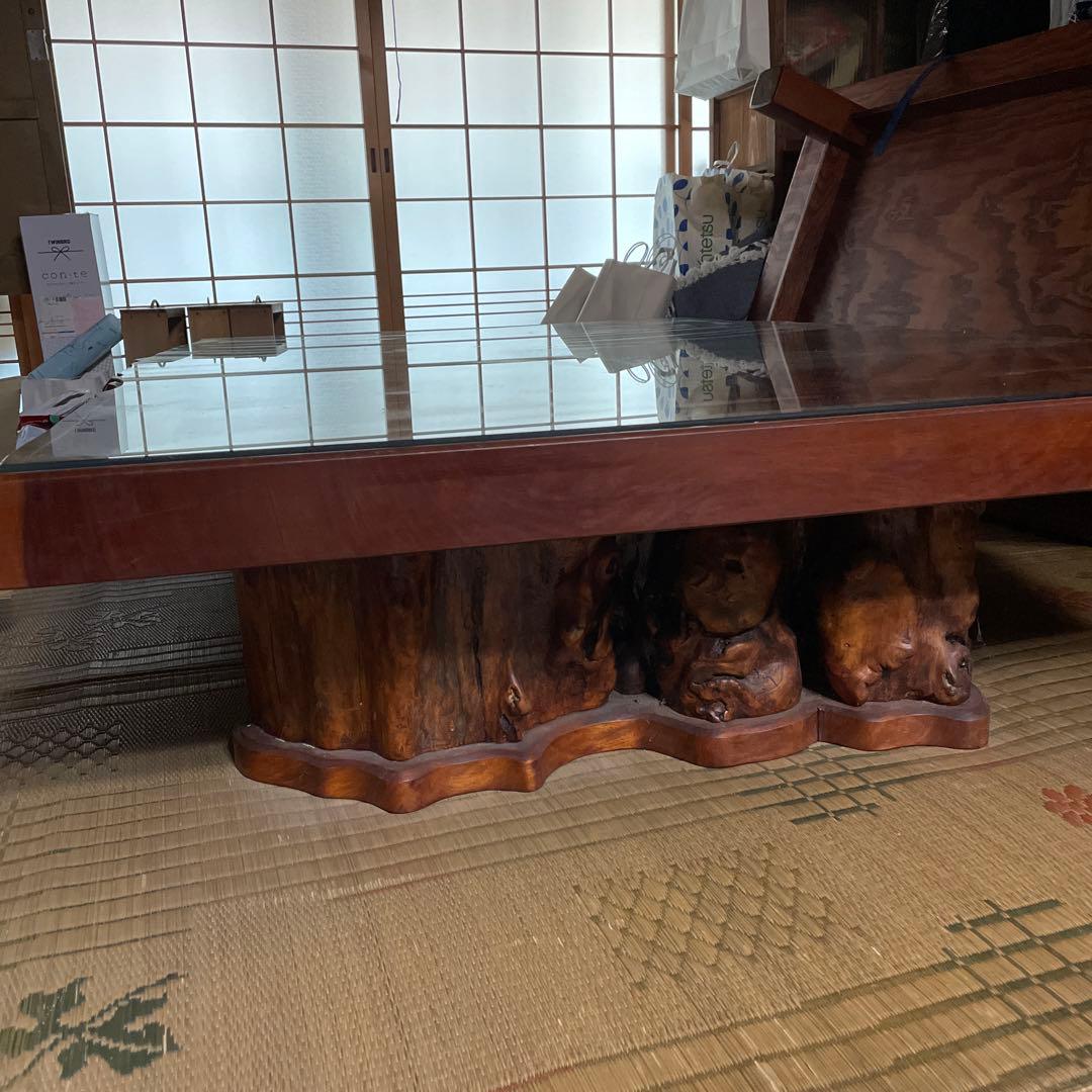 [年末セール]座敷机/国産/一枚板/欅/ガラス/和