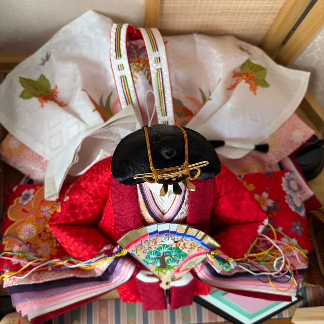 ①雛人形セット 平安豊久　特選 木製台付き　難あり