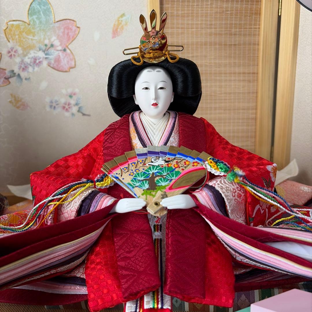 ①雛人形セット 平安豊久　特選 木製台付き　難あり