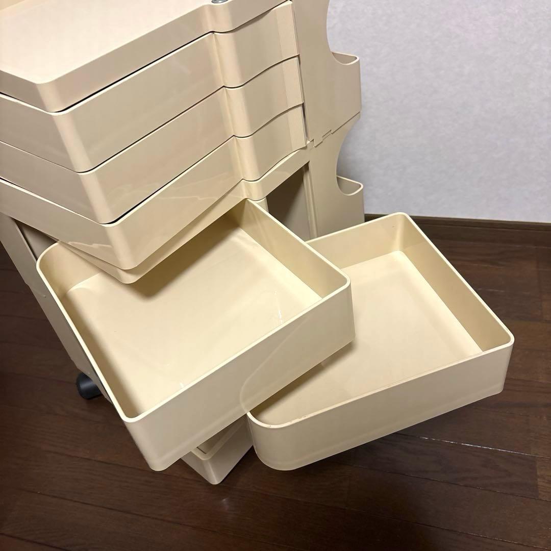 【良品】B-LINE ボビーワゴン 3段5トレイ ベージュ ジョエ・コロンボ