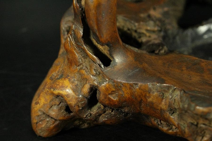 茶道具 奇木 手付 煙草盆 古銅火入 香炉 珍品(K-YC391)