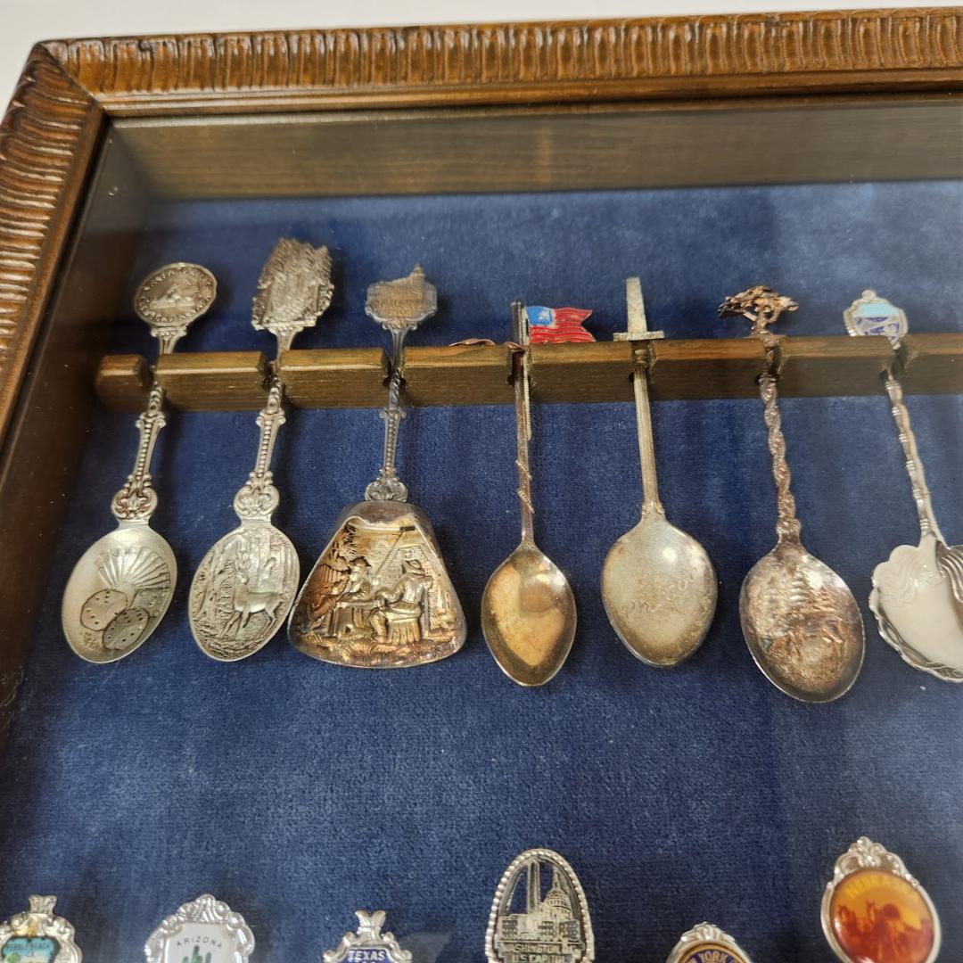 スーベニアスプーンセット木箱ケース付まとめて47本コレクション　アンティーク