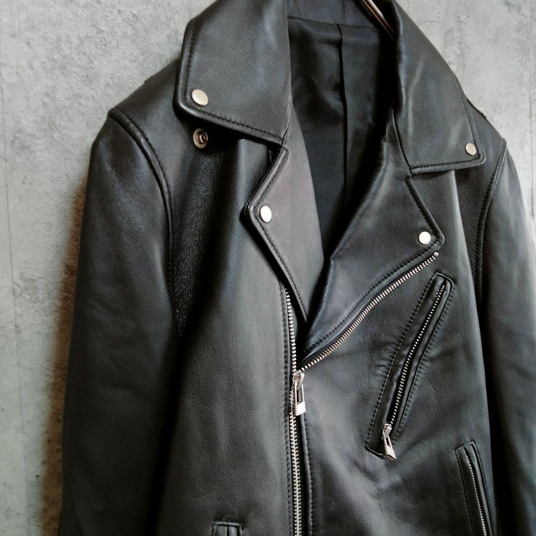 美品　アテニア　ラムレザー　ライダース　シングル　革ジャン　ブラック 9号　M