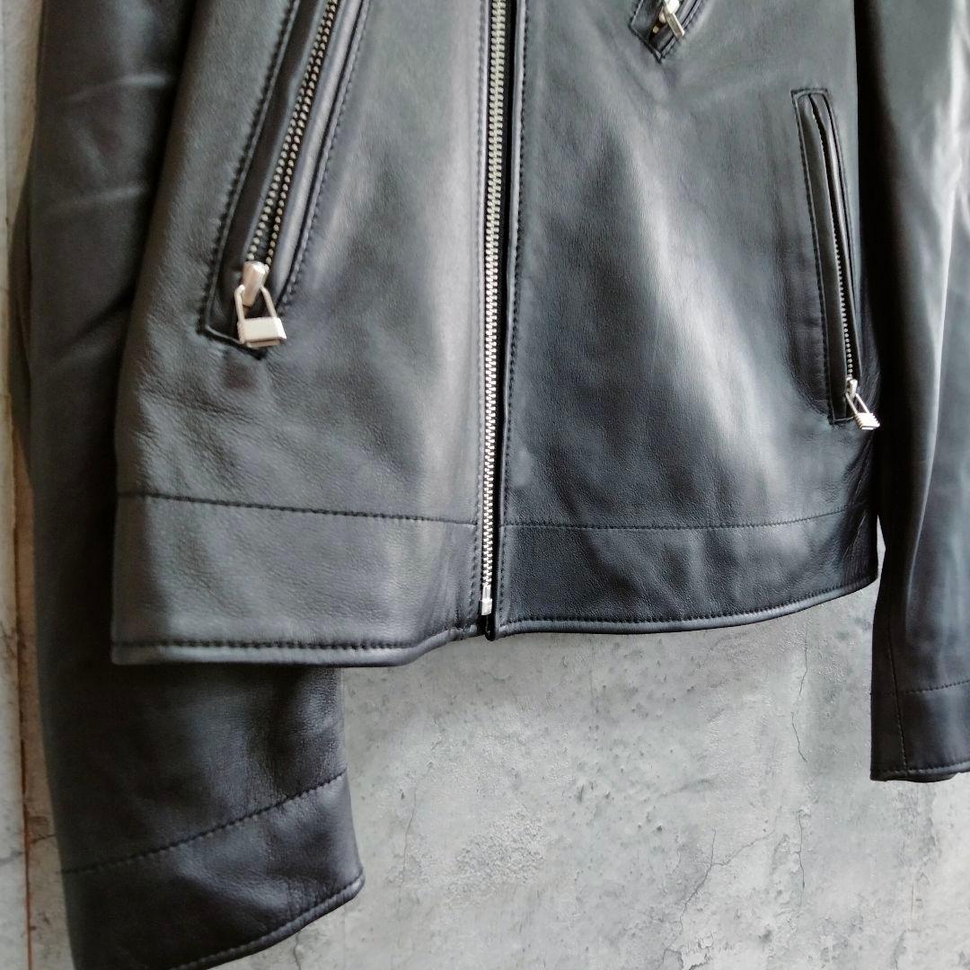 美品　アテニア　ラムレザー　ライダース　シングル　革ジャン　ブラック 9号　M