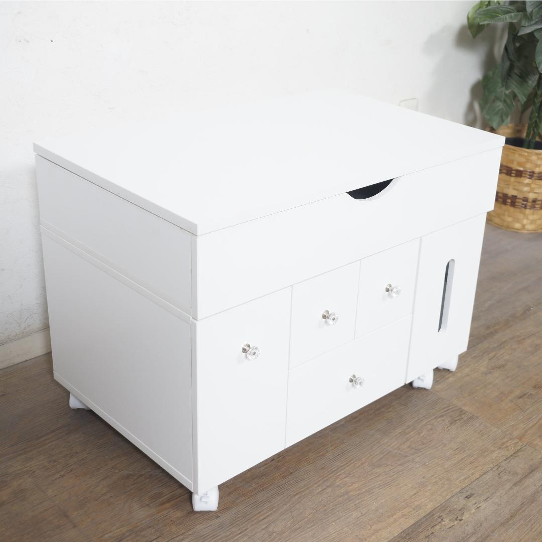 ◆セール◆【新品】LED女優ライト付き　伸縮式コスメワゴン　可動式ミラー