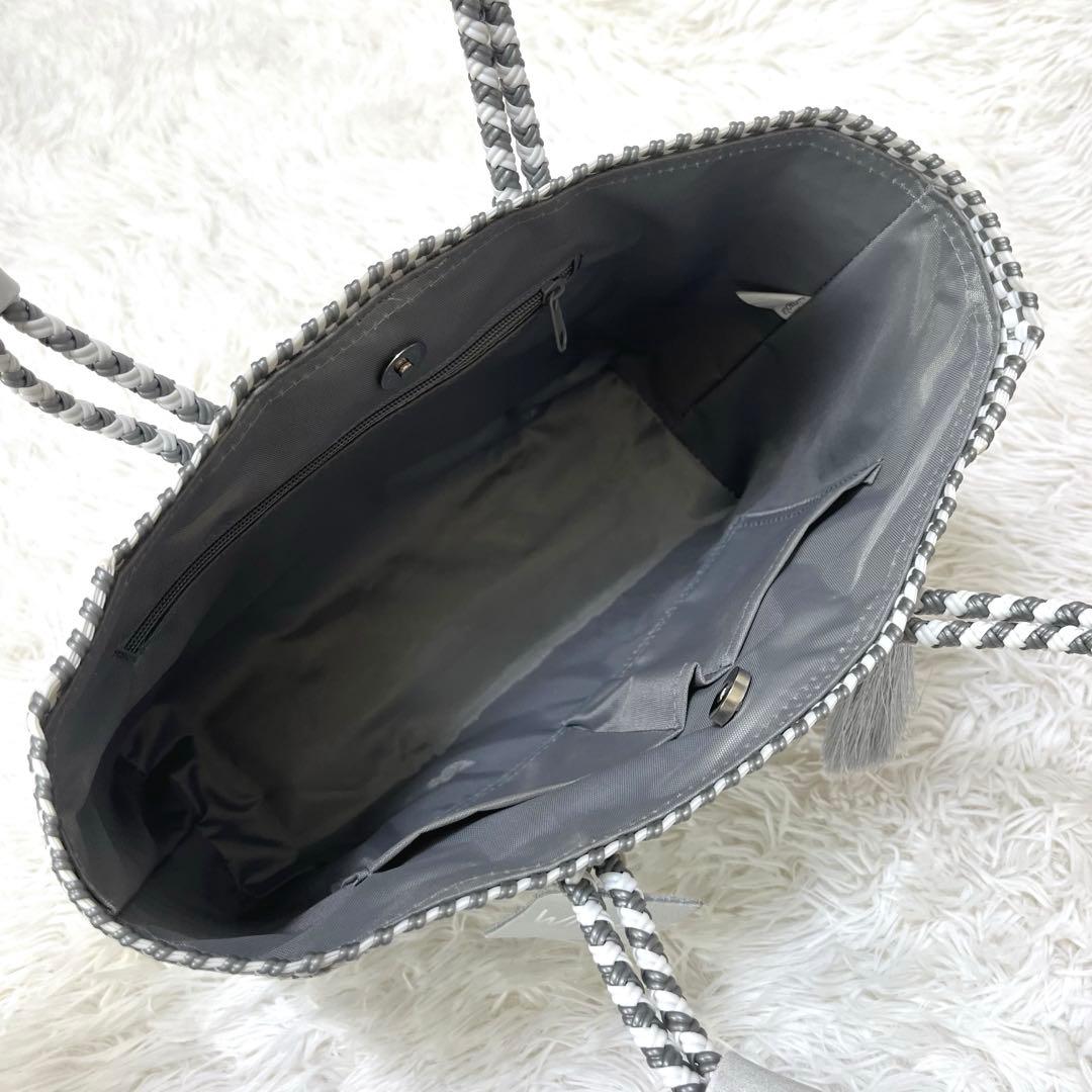 【極美品✨】WOVEN メキシコ製 メルカド カゴバッグ グレー/ホワイト