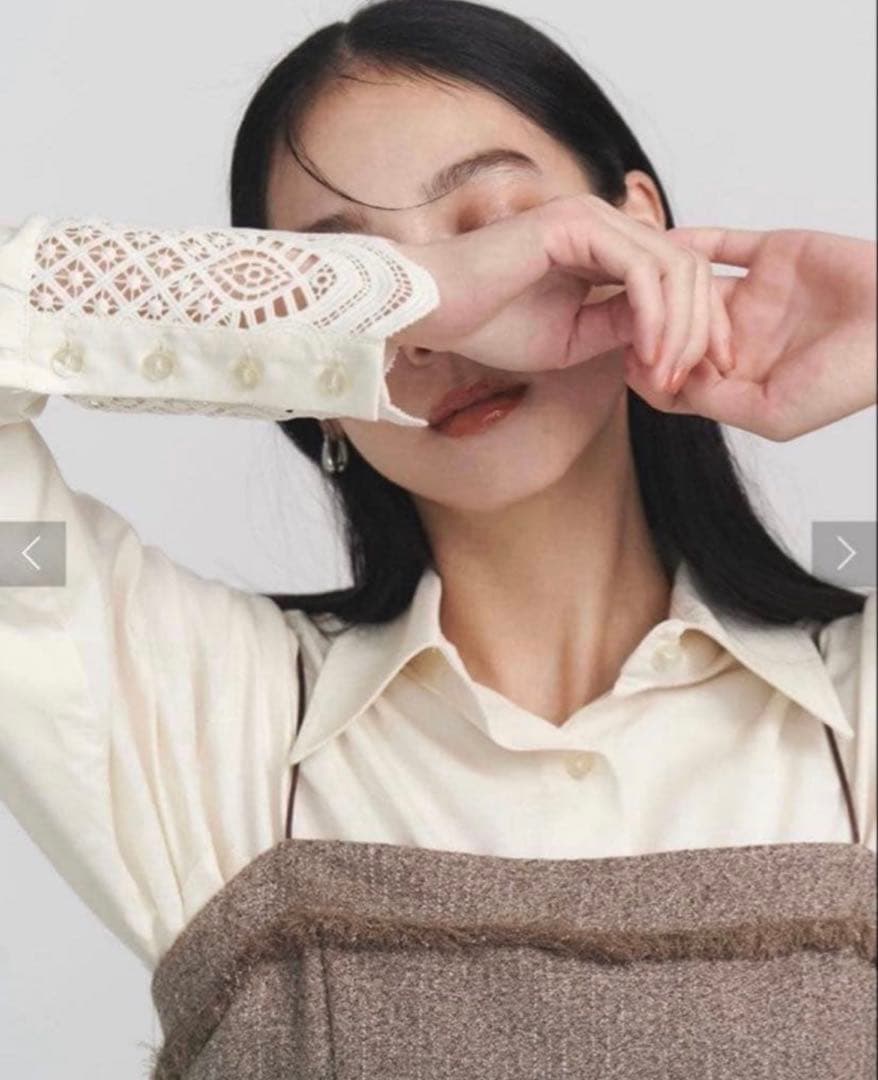 ラグナムーン　レースカフスシャツ　アイボリー