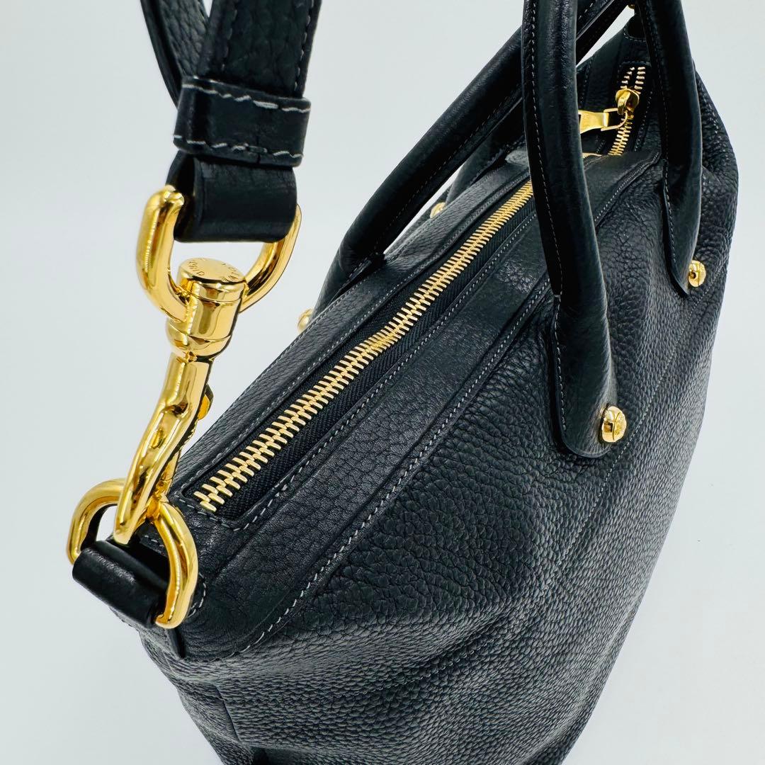 ロエベ メイ36 レザー シボ革 トートバッグ ショルダー ビジネス A4可 黒