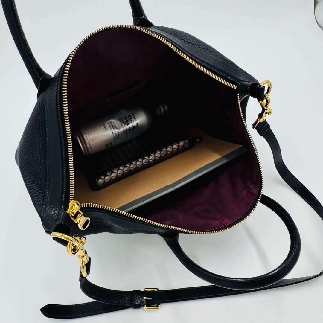 ロエベ メイ36 レザー シボ革 トートバッグ ショルダー ビジネス A4可 黒