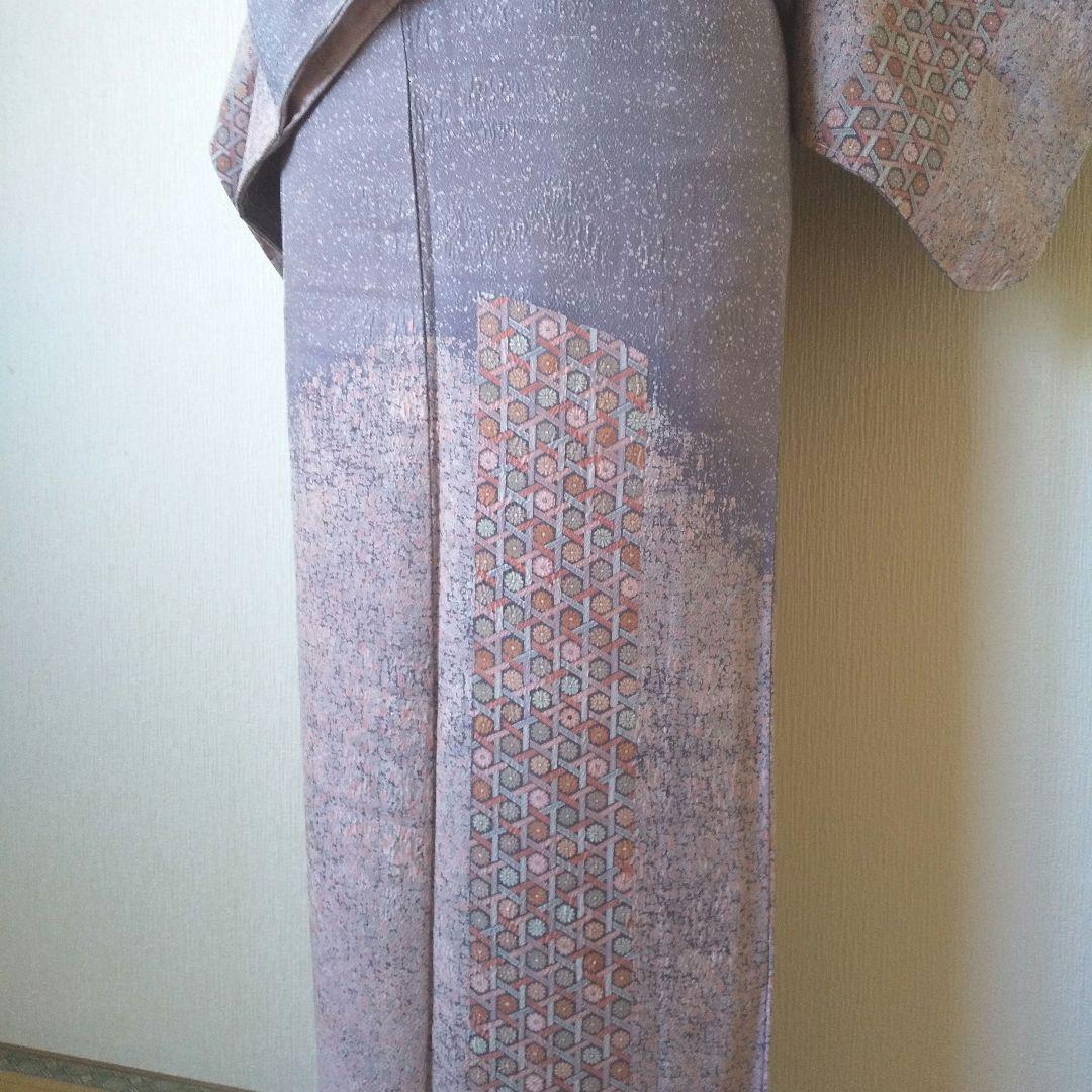 正絹・縮緬訪問着・薄紫系・一つ紋・袷