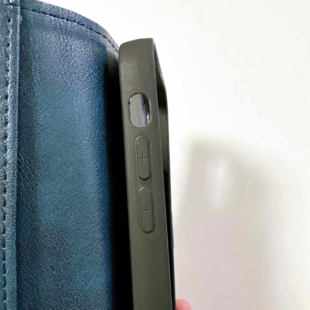 ONES iPhone 13 mini 手帳型 ケース 藍色 ストラップ 付き