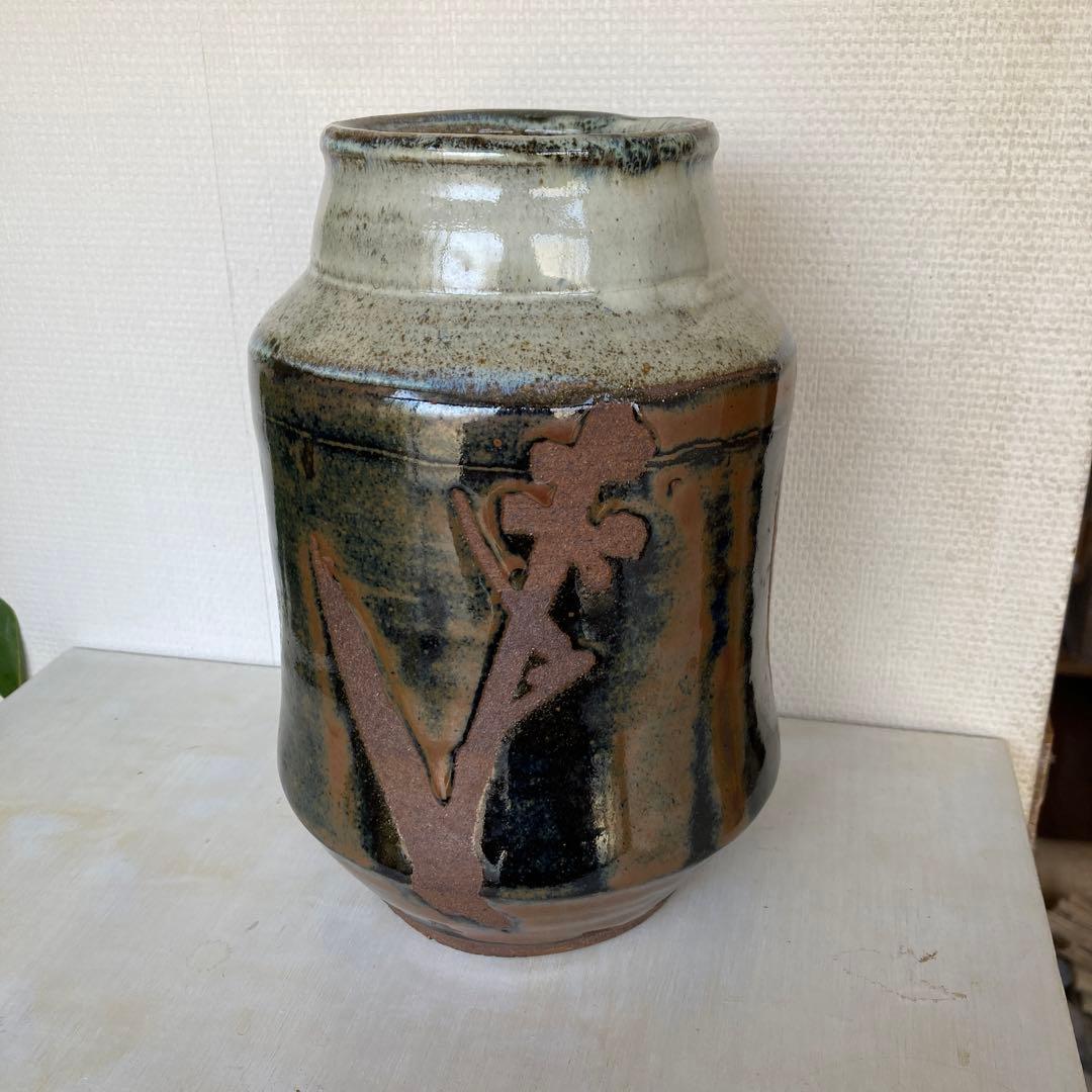 人間国宝　濱田庄司　花瓶　民藝　傑作　浜田庄司　黍文