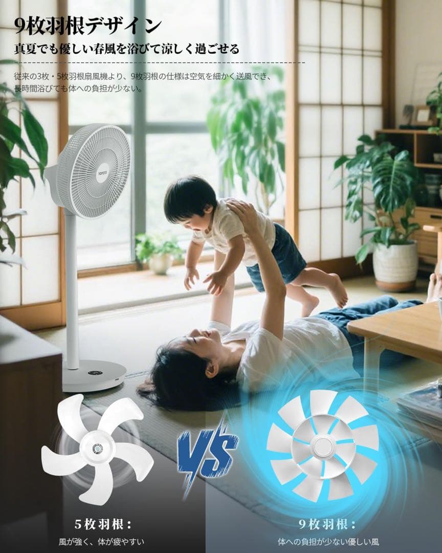 扇風機 26段階風量調整 12時間タイマー 首振り360° リモコン　グレー