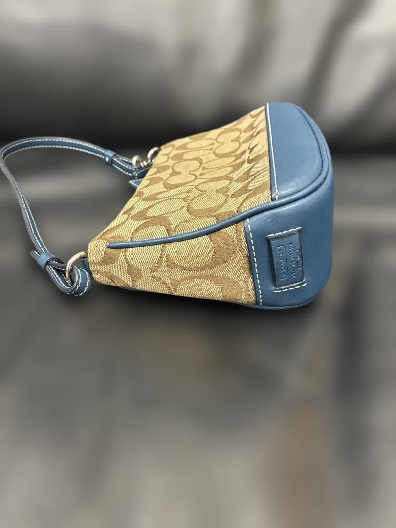 【希少カラー】coach ショルダーバッグ アクセサリーポーチ 青 ブルー