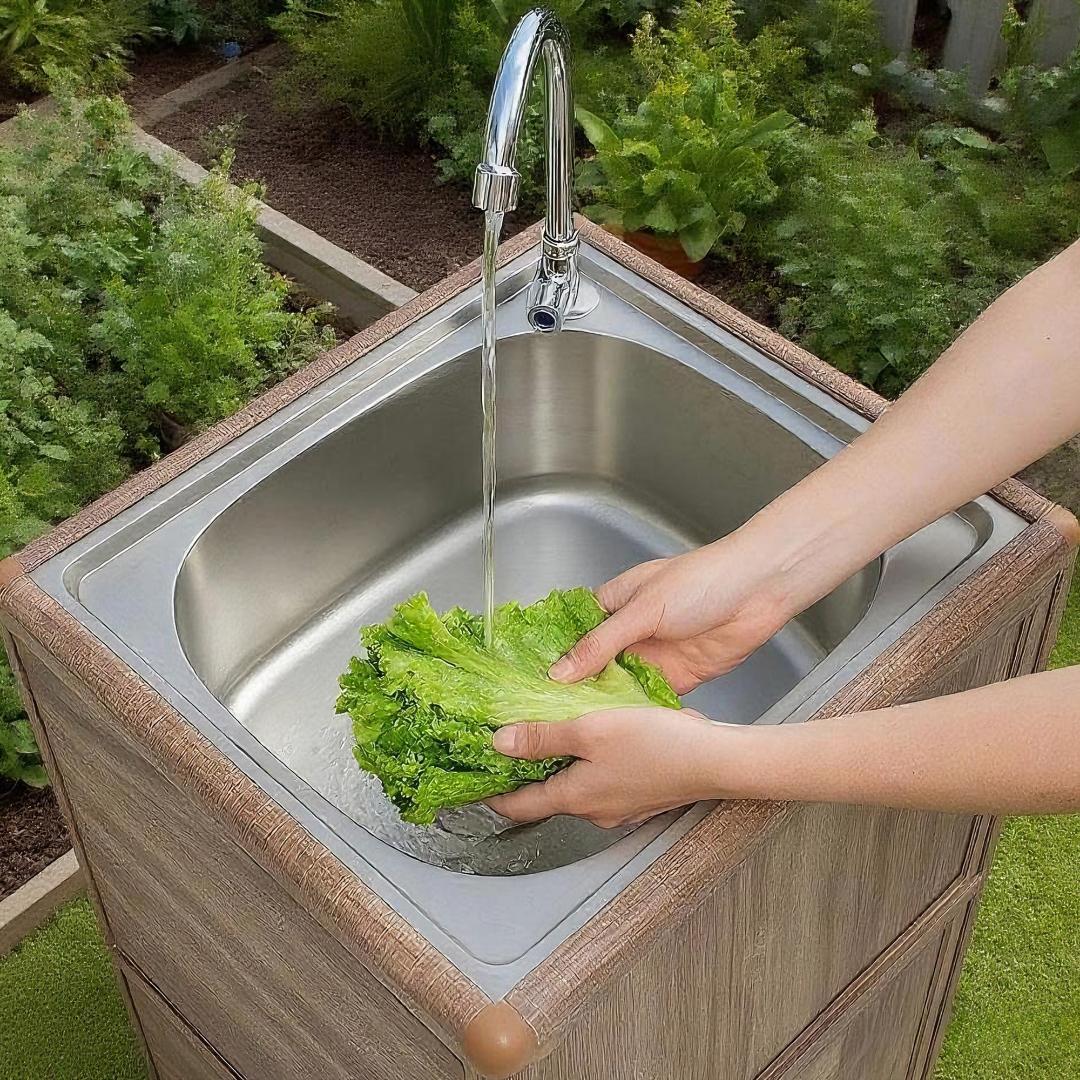 屋外 流し台 ステンレス W46×D35×H108cm ガーデンシンク 作業台