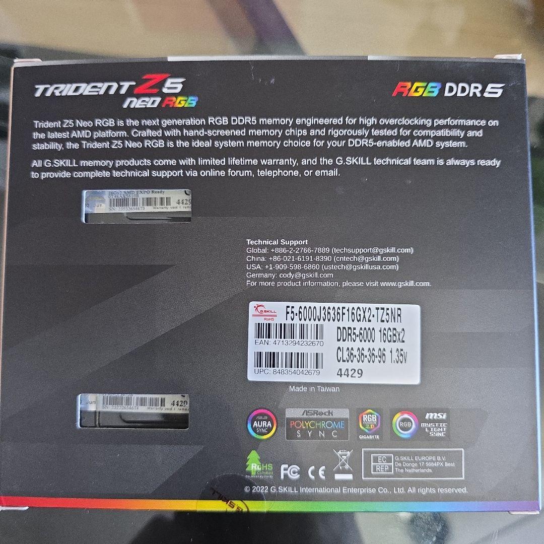 メモリー Trident Z5 Neo F5-6000J3636F16GX2-TZ5NR