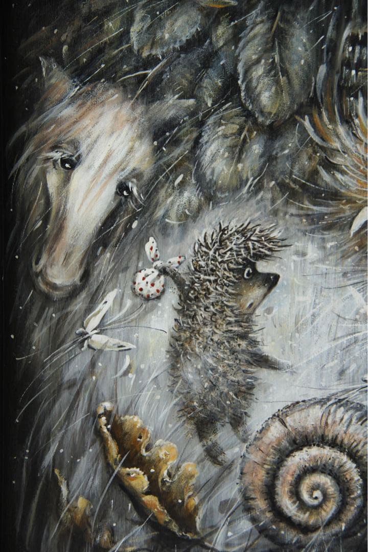 秋の感謝セール♪ロシア雑貨『霧の中のハリネズミ』飾り皿木製トレー マトリョーシカ