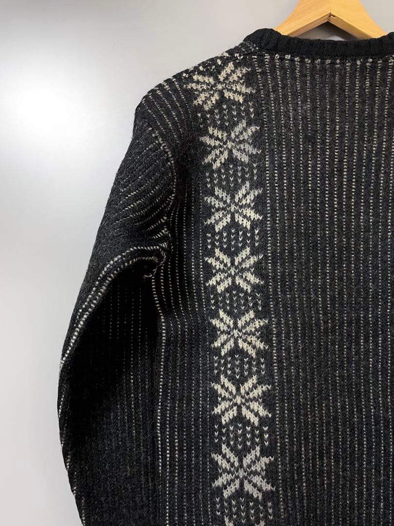 入手困難 50s ビンテージ ジャガード ニット セーター 雪柄 ウール 黒