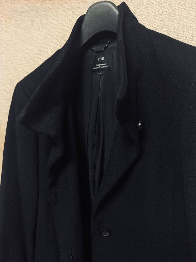 【美品】23区　スタンドカラーコート　ブラック　44サイズ　ウール/アンゴラ