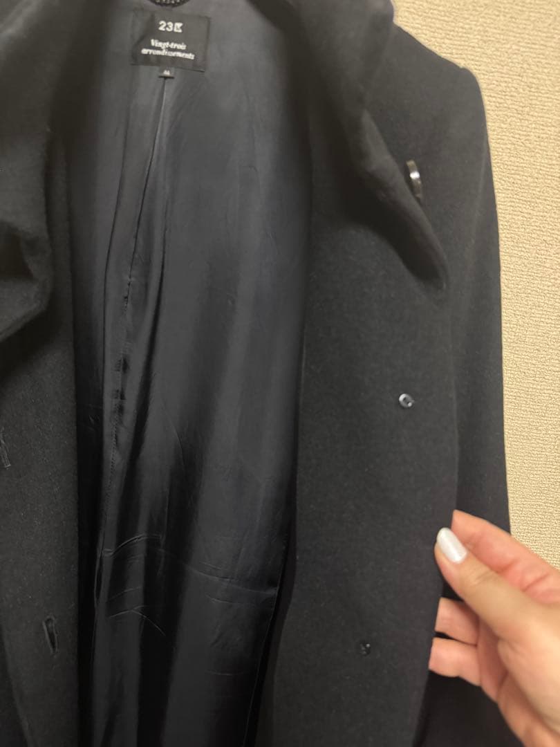 【美品】23区　スタンドカラーコート　ブラック　44サイズ　ウール/アンゴラ