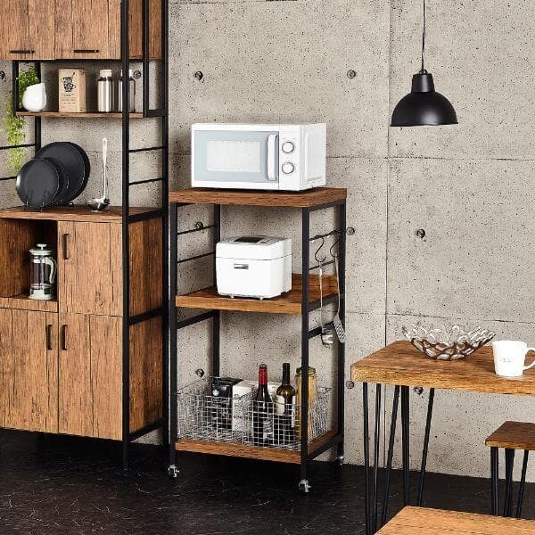 アート　レンジワゴン　コンセント付き　レンジ台　ラック　キャスター付き