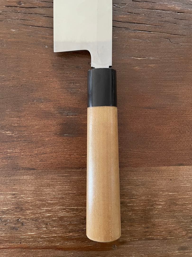 沖芝吉貞作 吉貞造 鎌型薄刃包丁 八寸 霞 白鋼