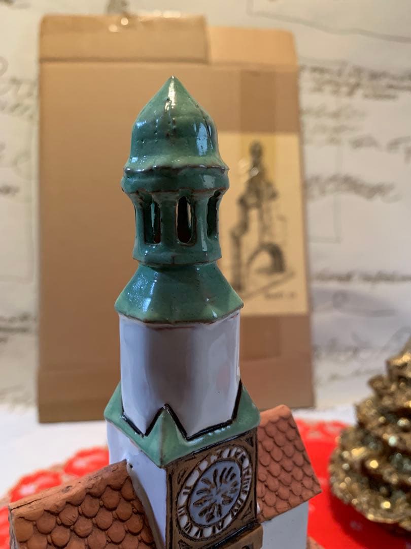 ドイツ製　置物　レアな未使用品の陶器の時計台の置物！これ一つで街並み完成！