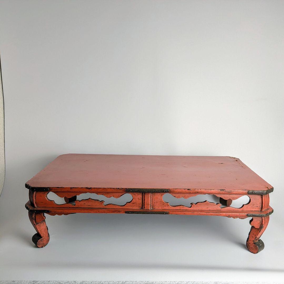 根来四足机　江戸時代　　春日卓　仏教美術　仏具　根来塗