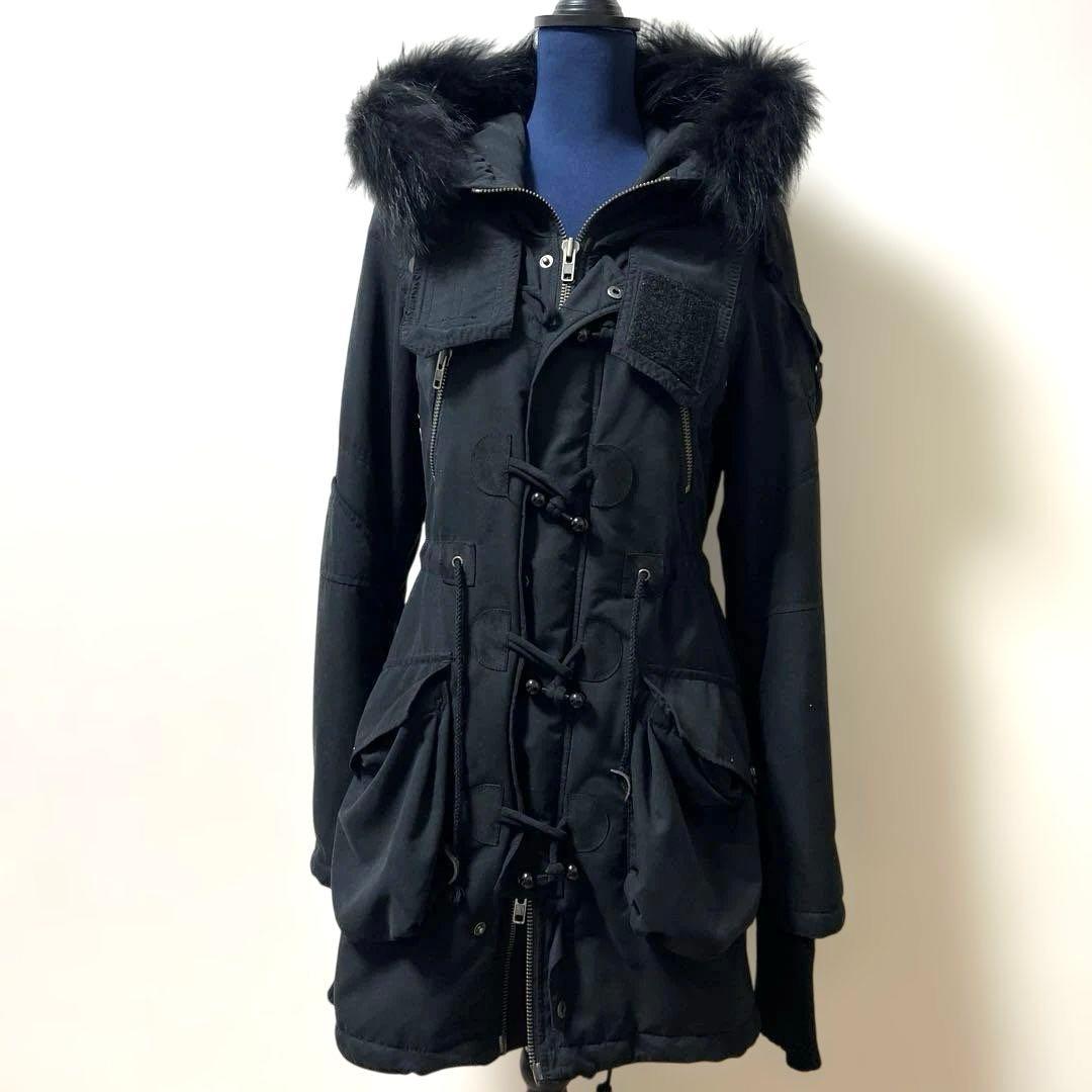 SLY ブラックフード付きモッズコート 24A672