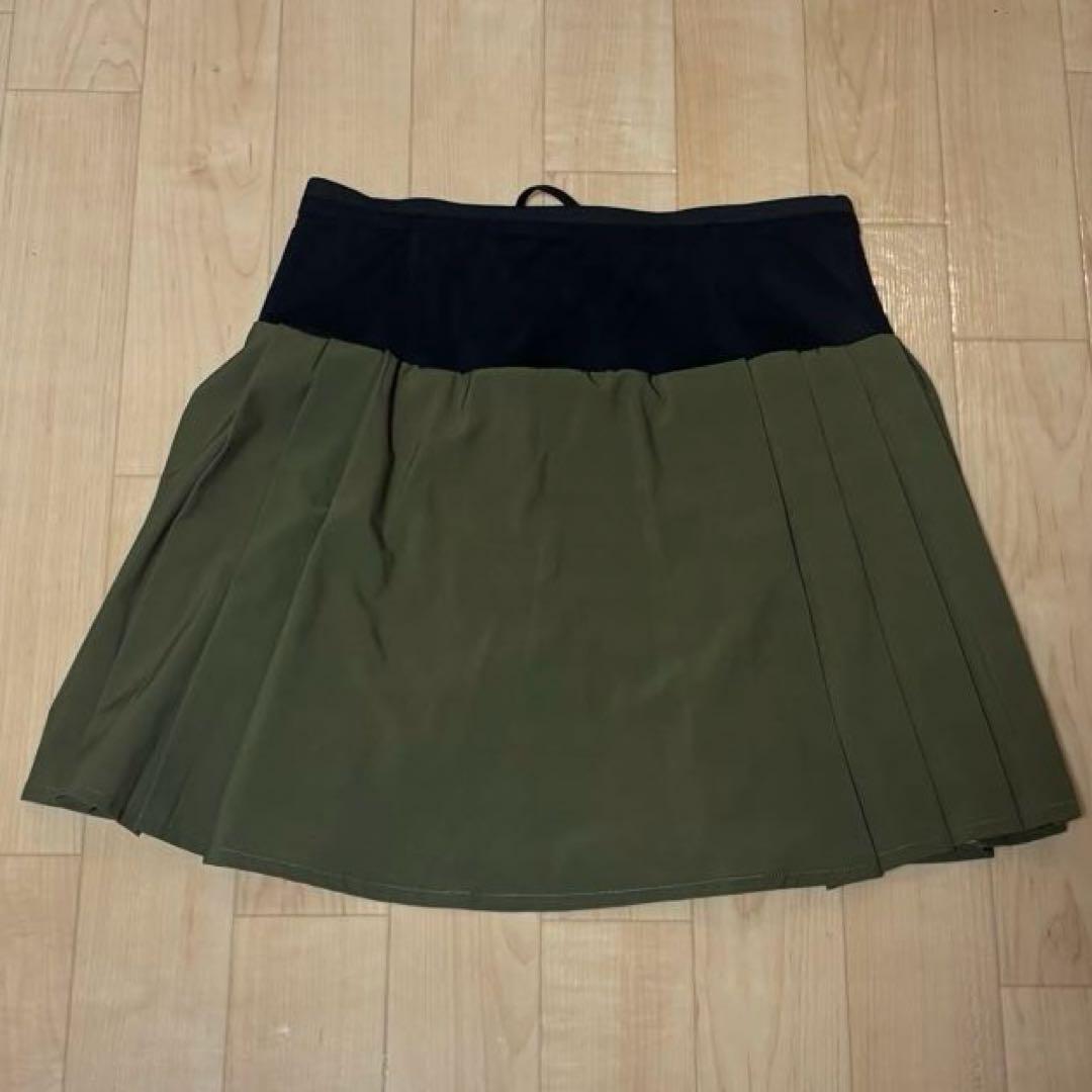 【JINGER】ランニングプリーツスカート　カーキ　Mサイズ
