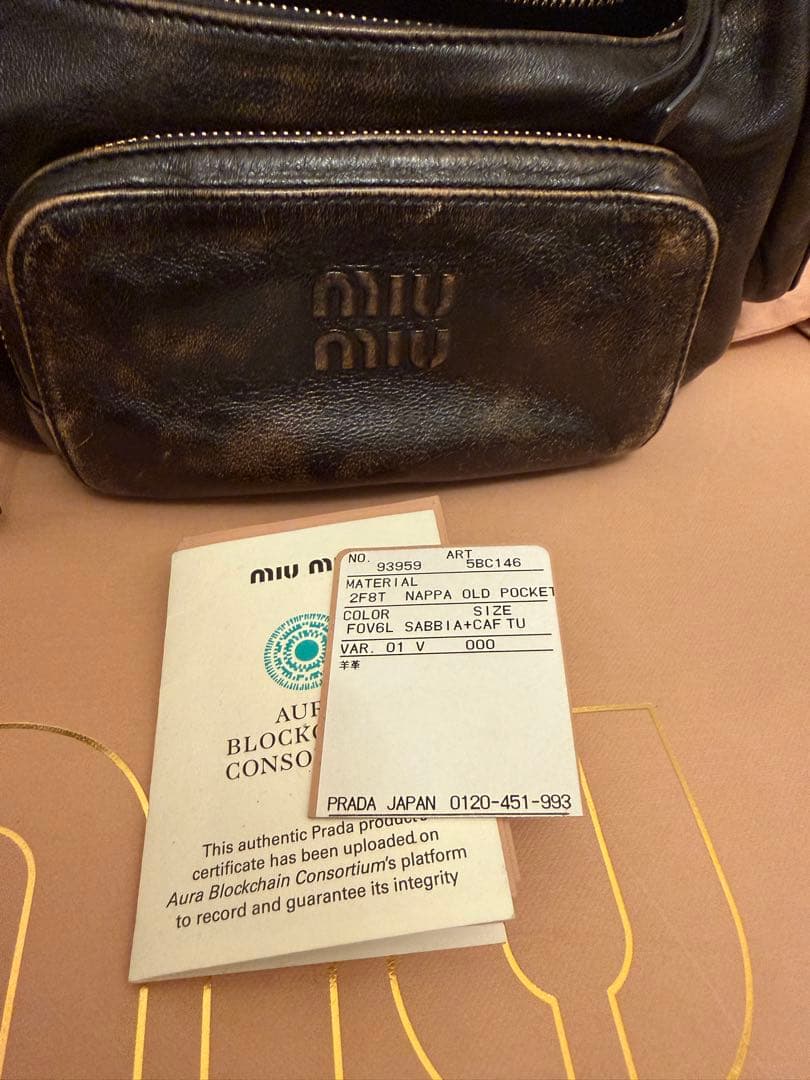 miu miu ポケット　ナッパレザー　バッグ